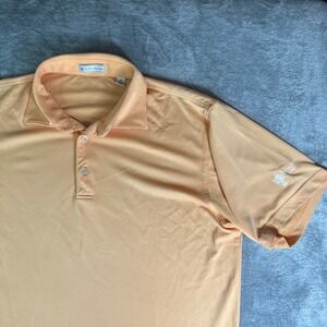 Peter Millar Mens Founders Cup Performance Polo Shirt Orange Large Polyester
